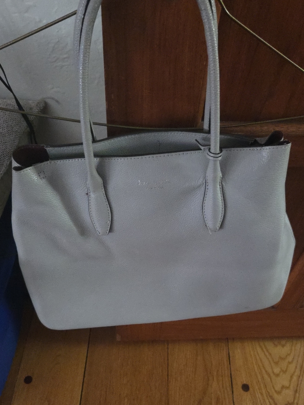 Light Gray Leather Tote Bag -   Kate Spade
